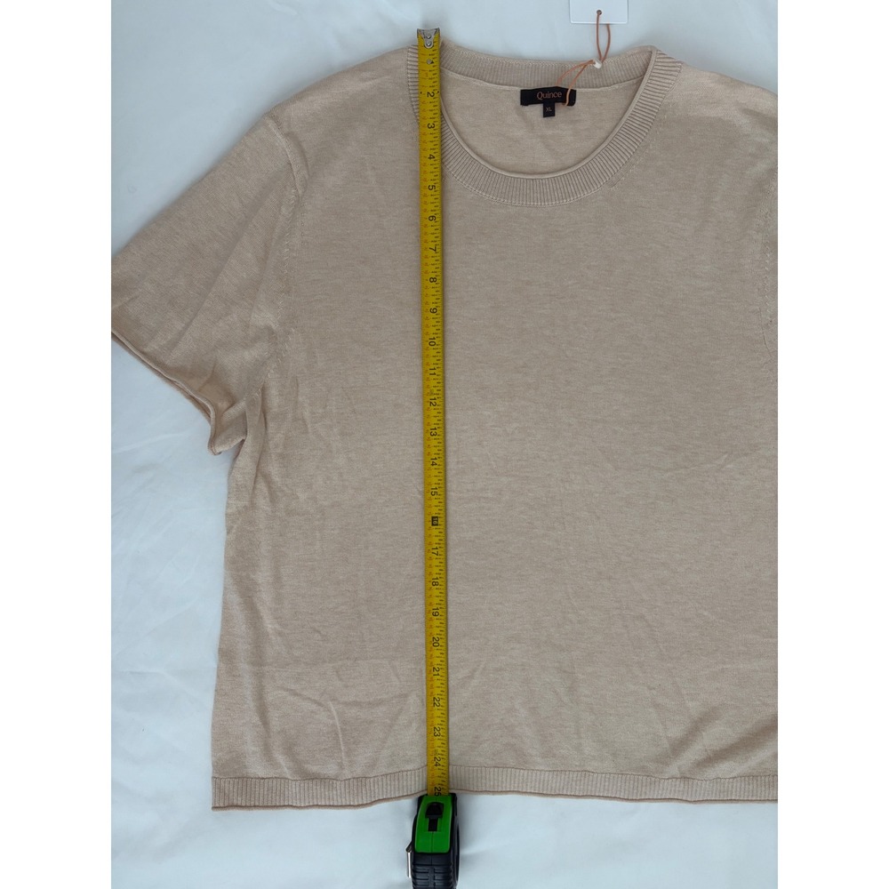 Quince Organic Cotton Cashmere Short Sleeve Sweater Tee Oatmeal Beige XL NWT - Picture 7 of 11